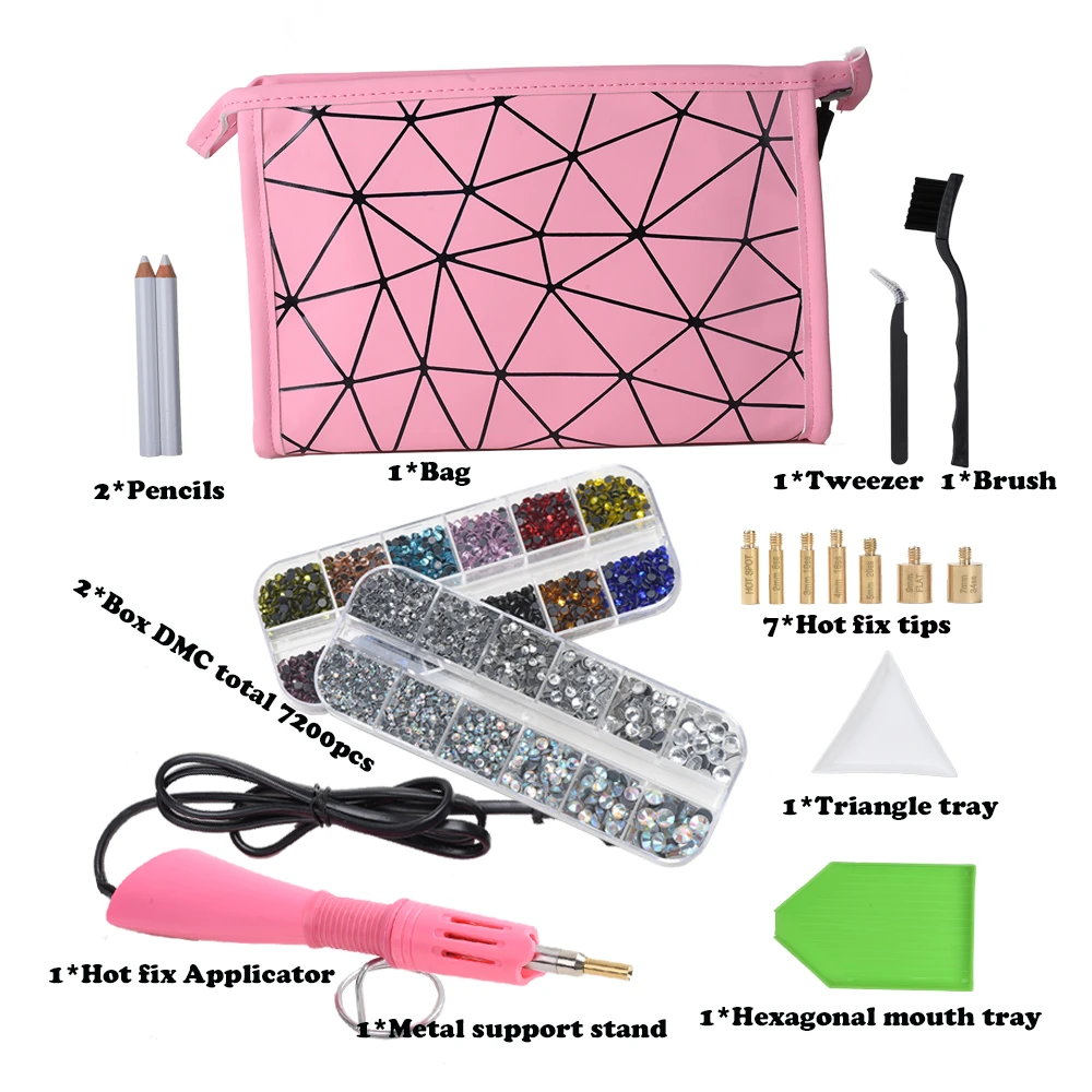 tailoring marker pencil Fast Heated 7200Pcs Hotfix Rhinestone Set/Hotfix Applicator Set Iron-on Wand Heat-fix Tool Gun Hot Fix Rhinestones Glass Diamond dressmaking supplies