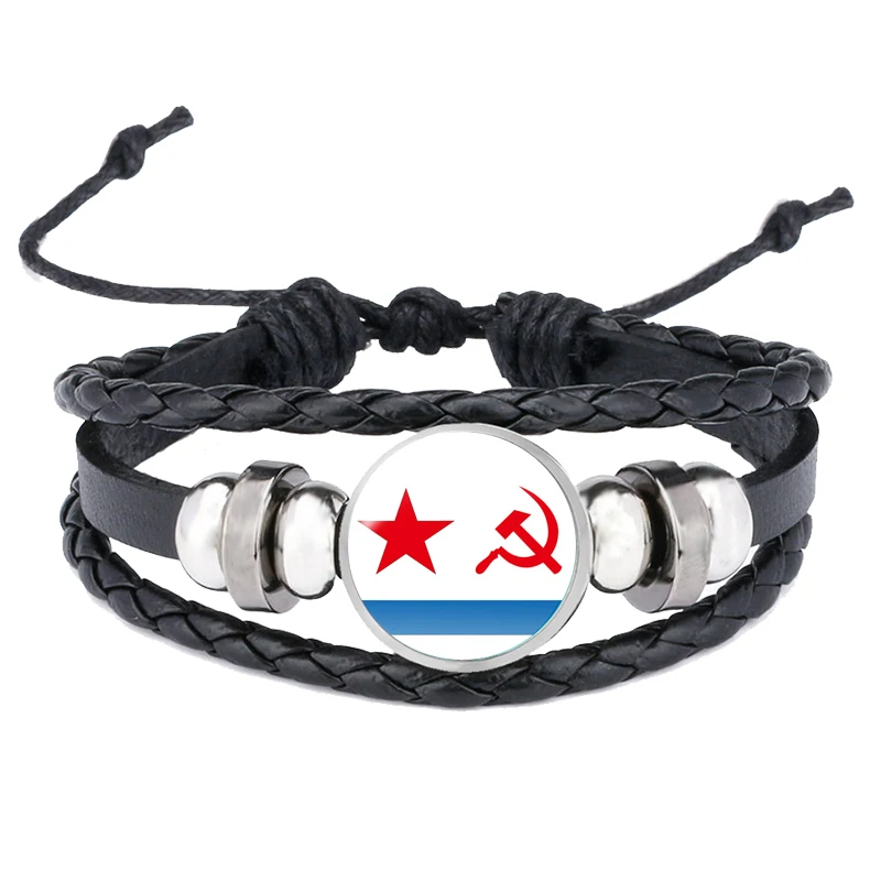 Советские значки, браслеты, серповидный молот, CCCP, русская эмблема, коммунизмы, браслеты, мужской женский браслет, кожаные ювелирные изделия, Pulsera