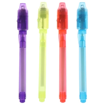 

4PCS/Set Ink Pen Flashlight UV Lamp Torch Built in Battery For Money Detector Multifunction 2 In 1 UV Black Light Invisible