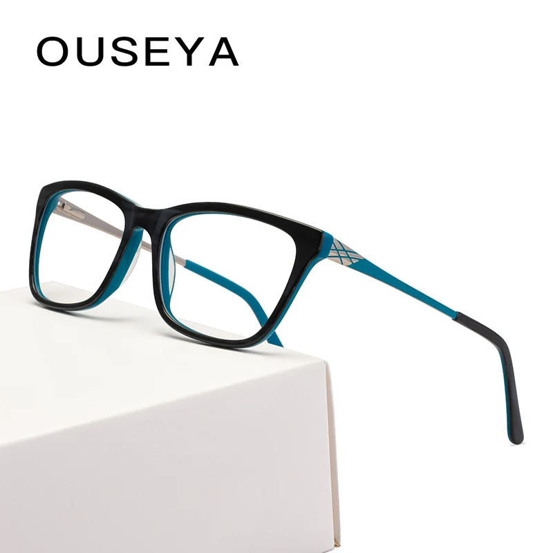 

Eyewear Women Fashion Transparent Trendy Clear Fake Acetate Optical Myopia Square Rectangular Glasses Frames#F8821