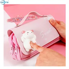 

Kawaii Pencil Cases Storage Box Cute Cat Pen Holder Desk Organizer Small Things Stationery Gift School Offices Supplies Squishy