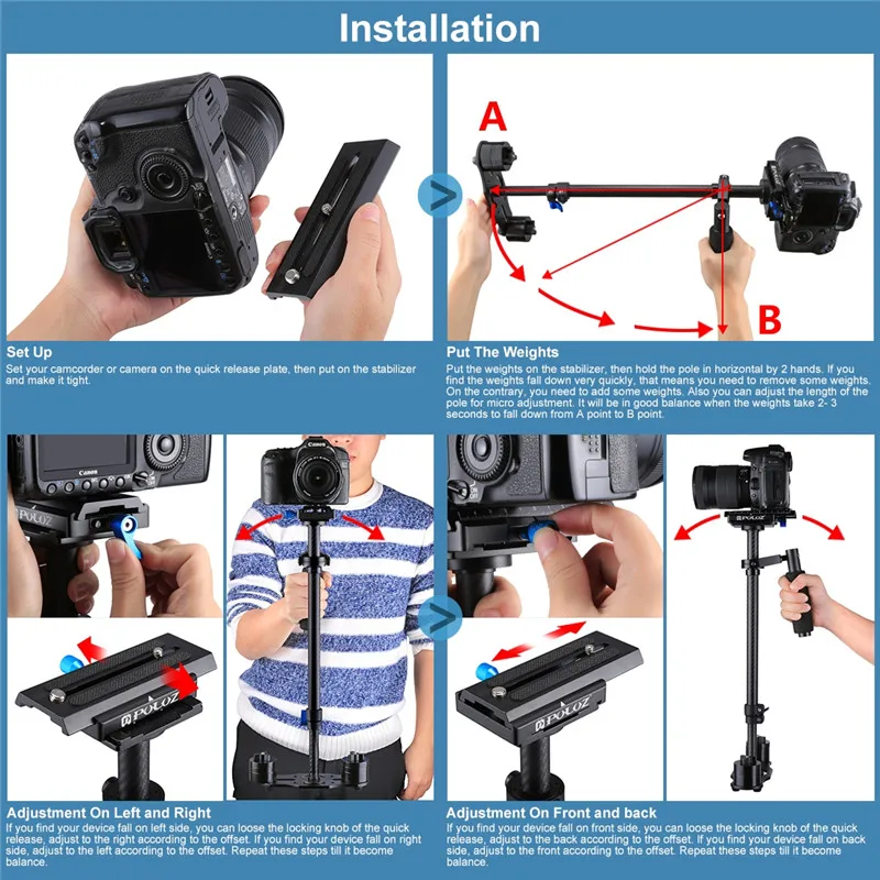 Steadicam масштабируемый Ручной Стабилизатор камеры из углеродного волокна Steadicam для Canon Nikon DSLR camera s 38,5-61 см нагрузка 0,5-3 кг