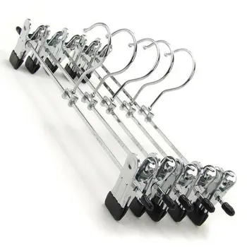

10 PCS Metal Pants Skirt Hangers Trouser Stand Holder With 2 Clips Adjustable Hangers