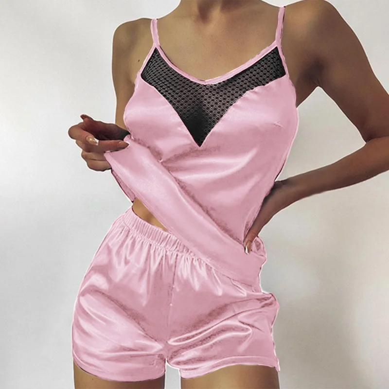 Satin Pajamas Sexy Lace Pijama Nightie 