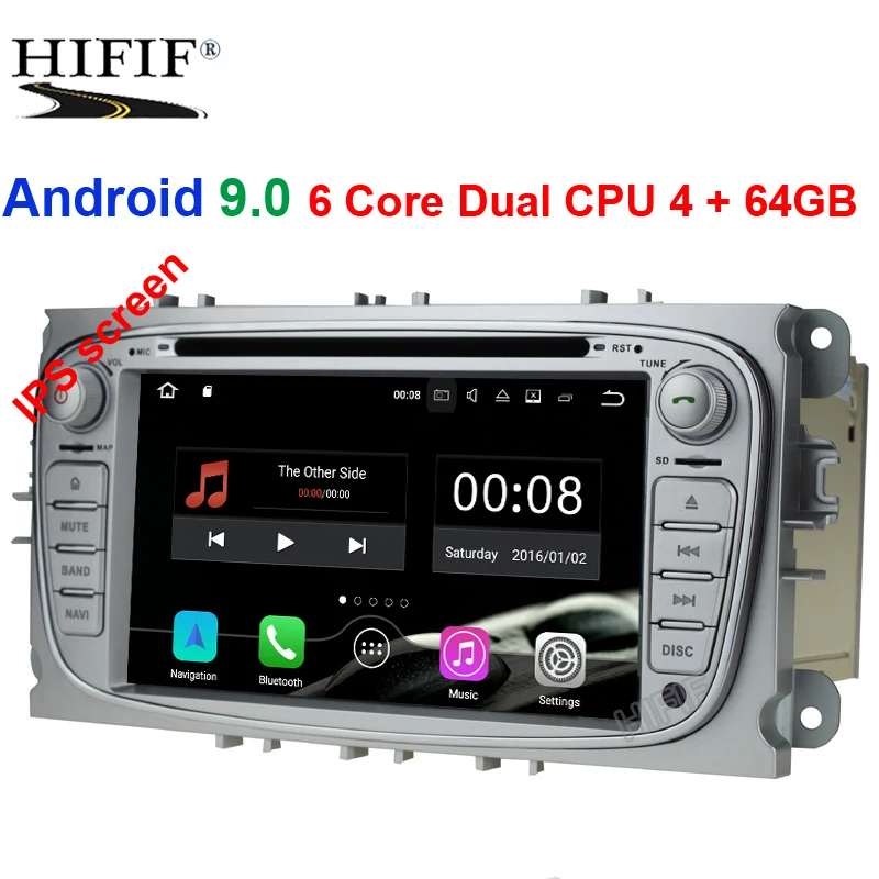 Perfect IPS Car Multimedia Player Android 9.0 GPS Autoradio 2 Din 7 Inch For Ford/Mondeo/Focus/Transit/C-MAX/S-MAX/Fiesta 2GB RAM DVD 40