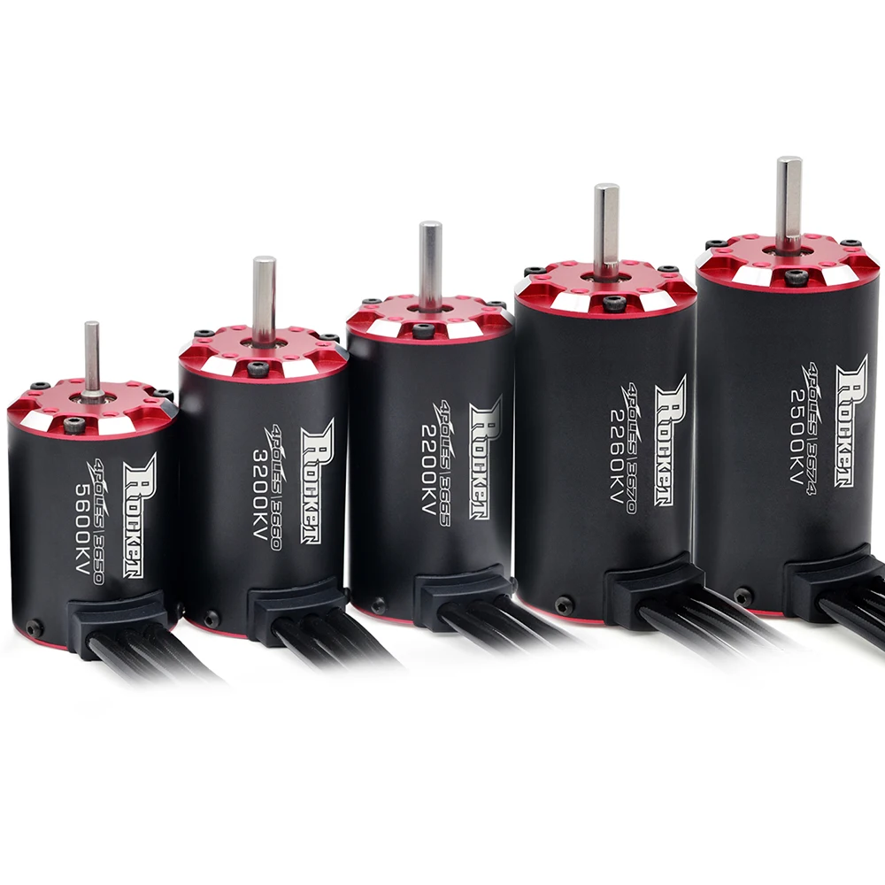 Moteur Brushless 3650 3665 pour voiture RC 1/10 1/8, rotor visible et connecteurs dorés