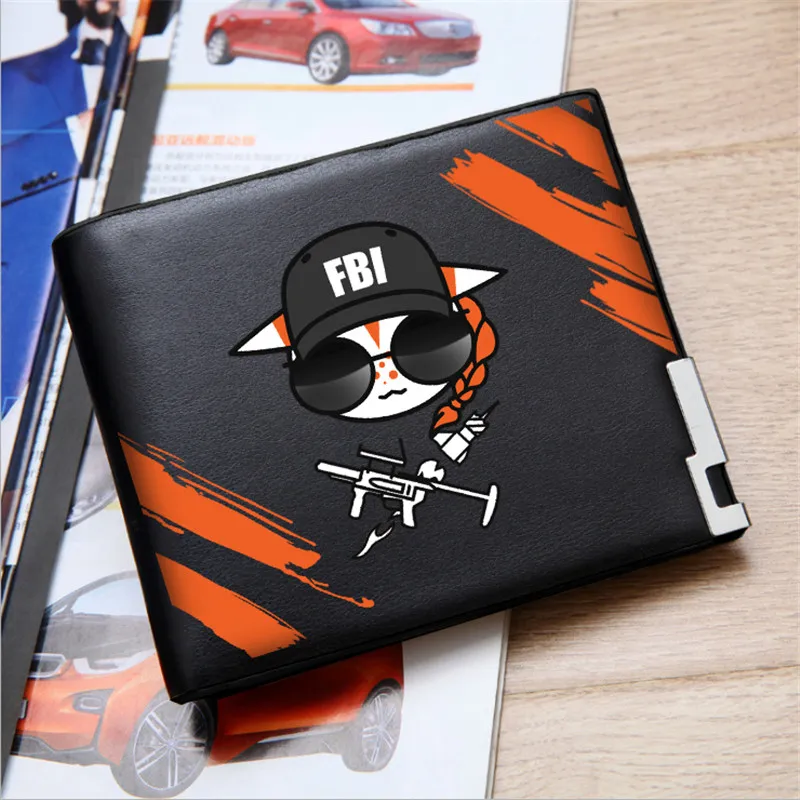 Новинка,, короткий кошелек с принтом радуги Six Siege, мультяшная сумка для денег из искусственной кожи, держатель для денег для подростков