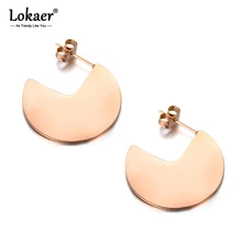 Lokaer из титановой нержавеющей стали трендовые серьги-гвоздики геометрической формы ювелирные изделия из розового золота креативные серьги для женщин девушек Aretes E18070