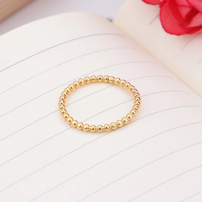 Stainless Steel Ring Finger Ring Gold Color Ring Silver Ring Girls 2mm Width Small Wave Design Ring Rose Gold Silver Color Stainless Steel Beads Ring for Women