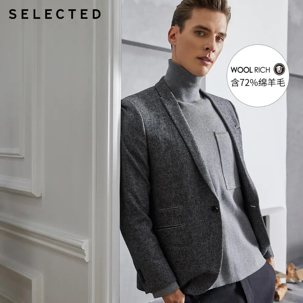 SELECTED Men's Regular Slim Fit Woolen Business Casual Blazer S|419472514 | Мужская одежда