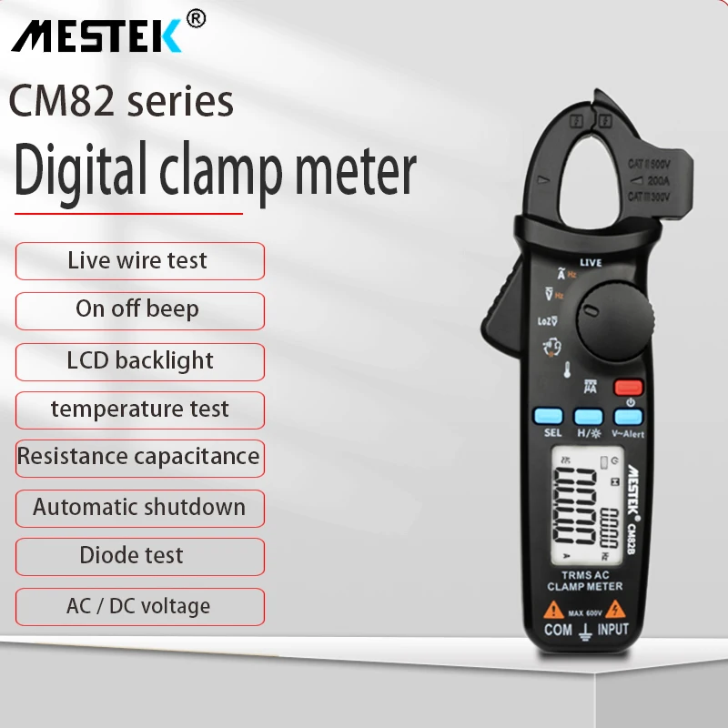 True RMS Digital Clamp Meter MESTEK CM82A/B/C DC AC Current Voltage Ampere NCV Ohm Tester Ammeter Multimeter Electrician Tool |