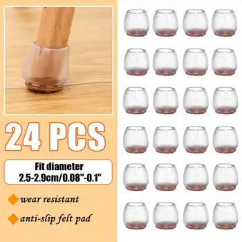 

24 Pcs/set Clear Chair Leg Caps 25-29mm Diameter Chair Leg Protector Covers Furniture Table Leg Covers Round Bottom Circle Round