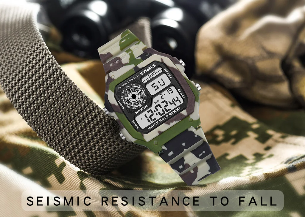 SYNOKE мужские цифровые часы спортивные военные камуфляжные светящиеся водонепроницаемые секундомеры электронные часы Relogio Masculino