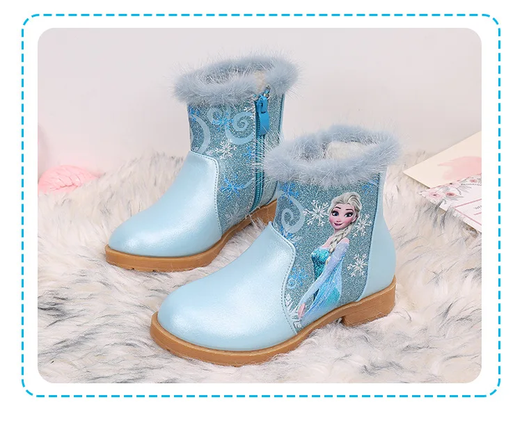 Botas de Neve Lantejoulas e Veludo Disney Outono Inverno Novas Crianças Meninas Mid-tube Botas Princesa Desenhos Animados 2022 14 High Quality Mamãe e Bebê
