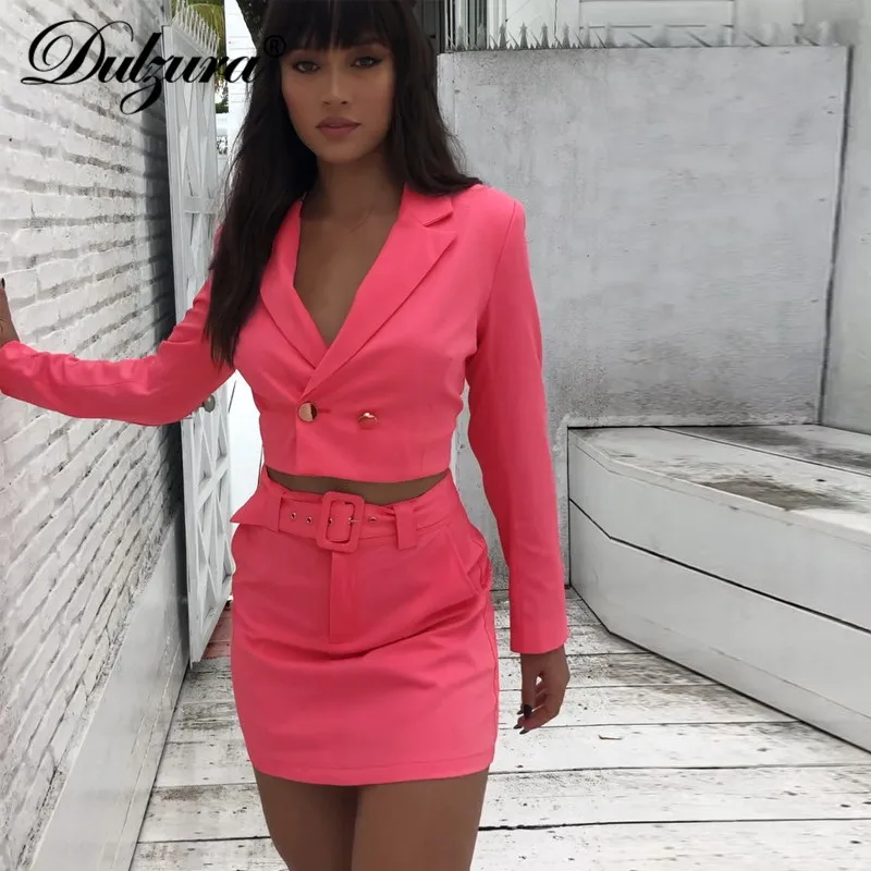 Dulzura/2019 осенне зимний женский комплект из двух предметов куртка укороченный топ