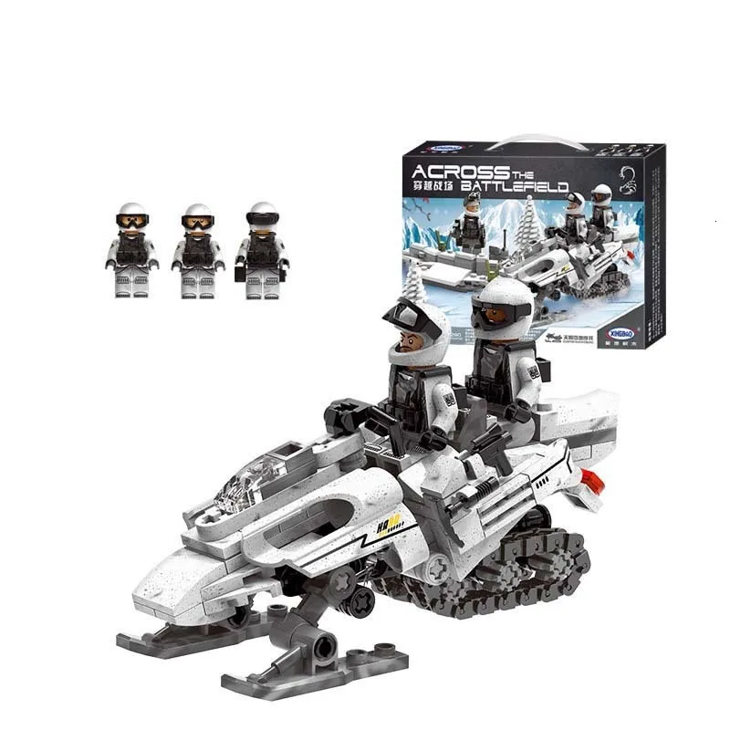 

Star Fort Building Block Military Pass Through Battlefield Series Polar Region Snowfield Motorcycle Assembling Xb06009