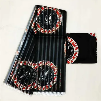 

high-class printed silk fabric Digital print silk satin fabric hot with organza black wax design for sewing! 4+2yards/pcs M98-23