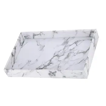 

Marble Print Serving Tray PU Leather for Coffee Decorative Rectangle 13x8"
