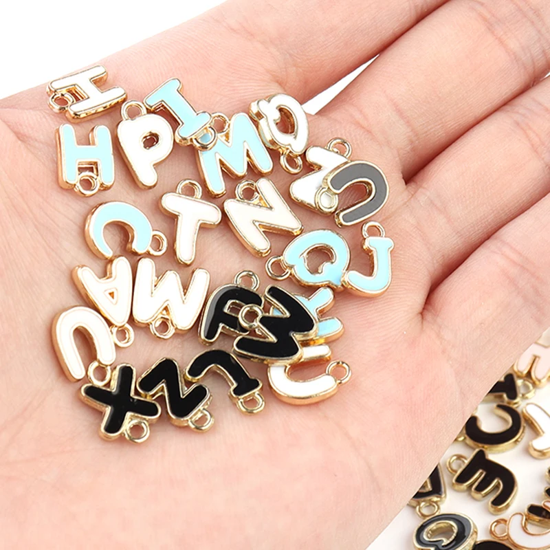 Enamel Charms Letter Charms For Jewelry Making 26pcs/lot 8mm