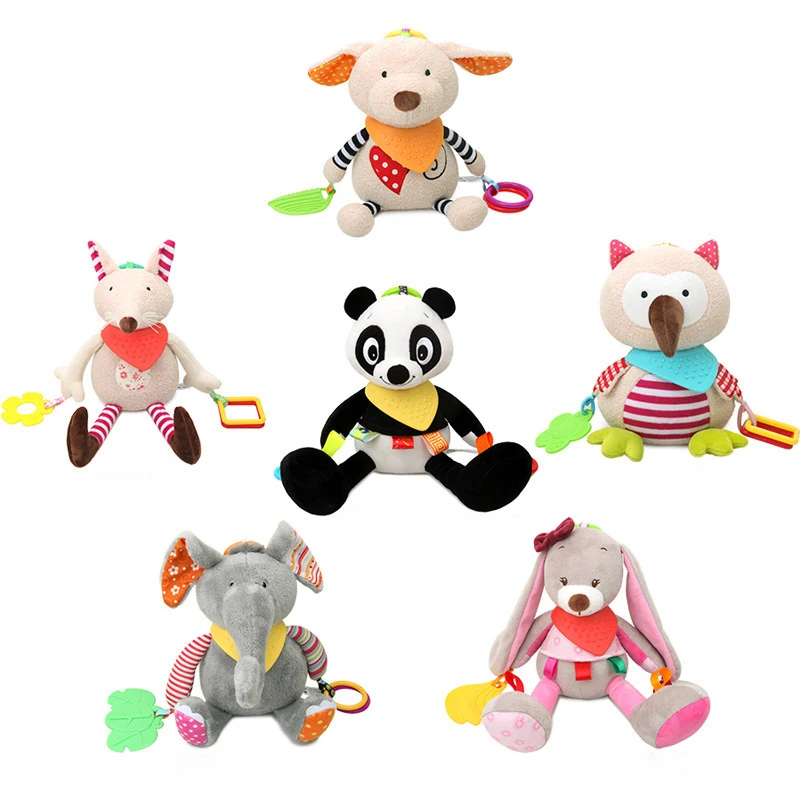 Stuffed Puppy Fox Elephant Baby Rattles Plush Toys Stroller Hanging Soft Toy Cute Animal Doll Crib Bed Bells | Игрушки и хобби