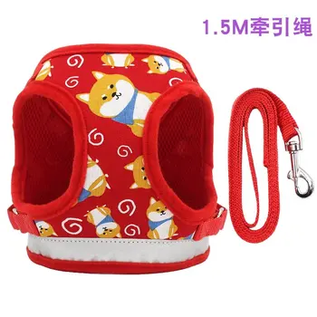 

2020 new cartoon vest dog chest strap with reflective pet chest strap small and medium dog pet leash