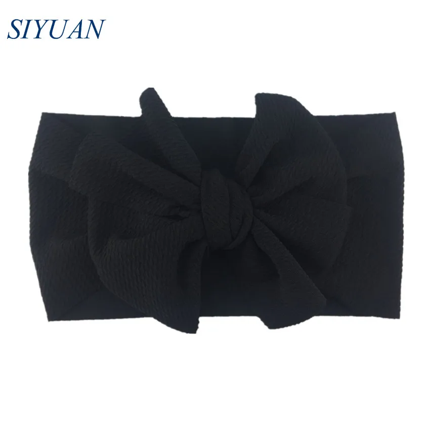 15pcs/lot DIY Boutique Kids Adjustable Waffle Headband with 6 inch Hair Bow Hotsale Princess Party Headwear 20 Colors HB104 - Цвет: 4-black