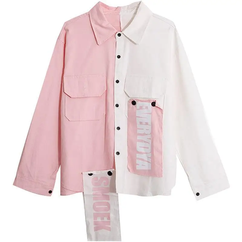 

European and American trend bomber jackets women loose Stitching top personality printing baseball uniform 2021 Summer New