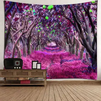 

Tapestry Purple Flower Tree Pattern Tapestries Art Wall Hanging Dorm Home Decor