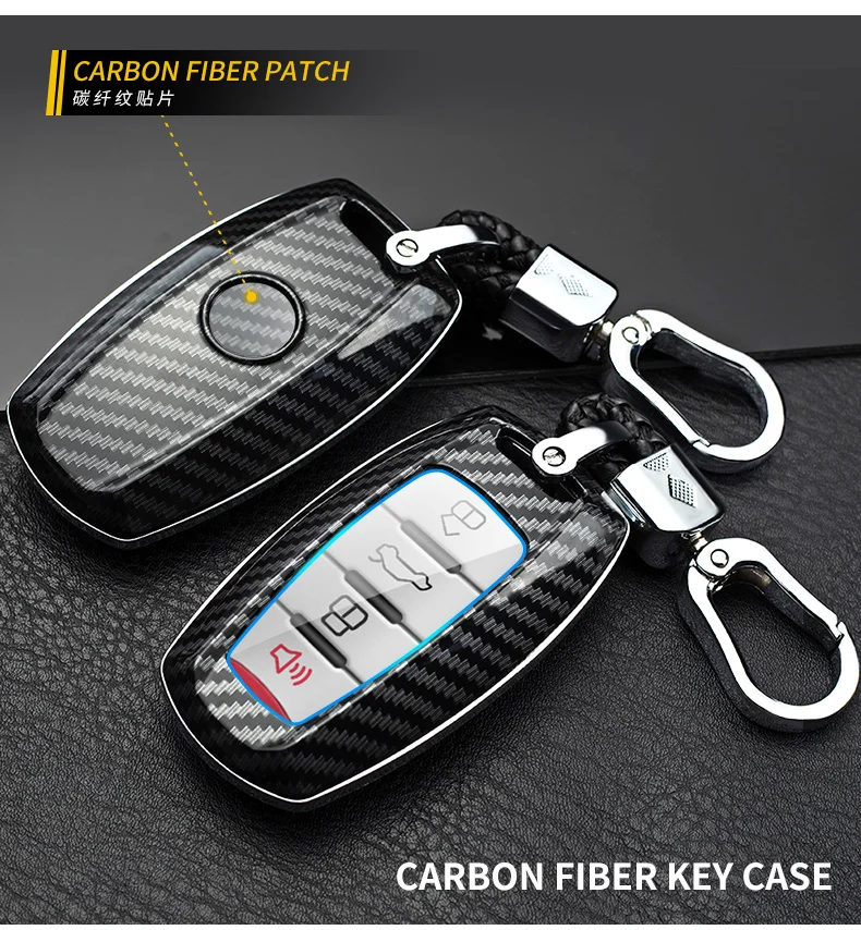 Carbon Fiber Car Smart Key Cover Case Fob Ford Fusion Mustang Explorer F150 F250 F350 Ranger Mondeo Protect Shell Accessories - H17f3595b7e9046929aeab1b12021aa4ch