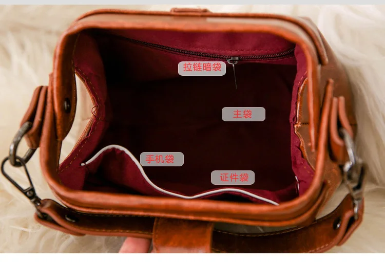 Doctoc Bag Women Leather Handbag 2019 Ladies Small Tote Purse Vintage Crossbody bag for Girls Padlock Messengers Black Brown RED (3)