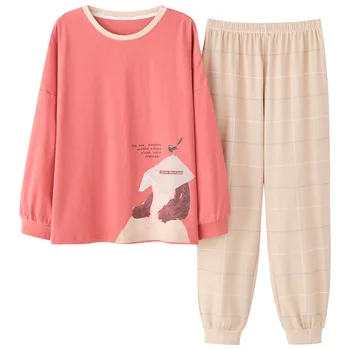 

Autumn New Style Pajamas Women Korean Sweet Long-Sleeved Trousers Can Wear Pure Cotton Home Clothes