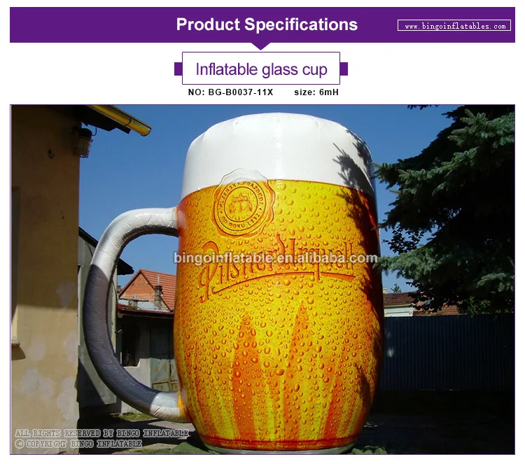 EXQUISITE 6m inflatable giant beer glass advert for party decoration / event model