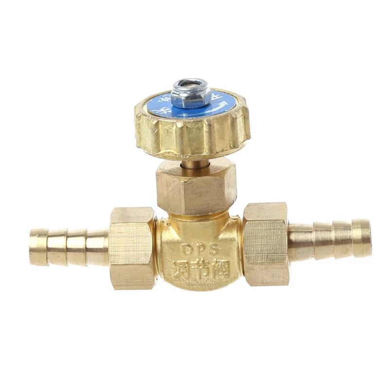 

Elbow Brass Needle Valve 8mm Propane Butane Gas Adjuster Barbed Spigots 1Mpa