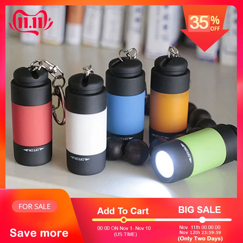 

SOLLED Portable Mini Keychain USB Rechargeable Pocket Torch Flashlight Light Lamp IP67 Waterproof Multicolor Flashlight
