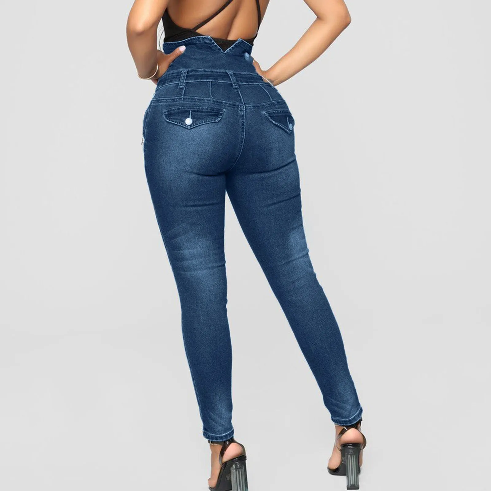 Fashion Casual Women Plus Size Four-breasted Ripped Stretch Slim Denim Skinny High Waist Jeans Female Harajuku Trousers Mujer 2