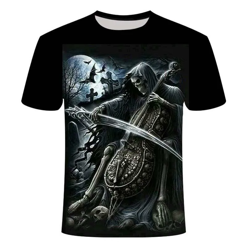 Waliicorners skull horror 3D pT-shirt men's hip hop punk style 3D printing T-shirt 13