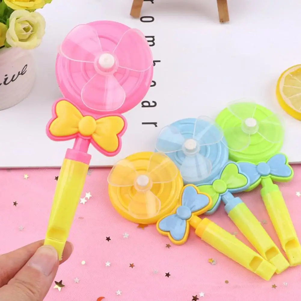 4Pcs Baby Kids Windmill Toy Lollipop Shape Small Whistle Developmental Outdoor Handle Toys Pinwheel Wind Spinner |
