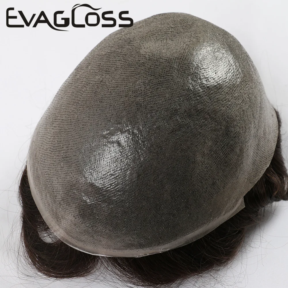 Мужские парики EVAGLOSS искусственная кожа искусственные волосы мужской парик