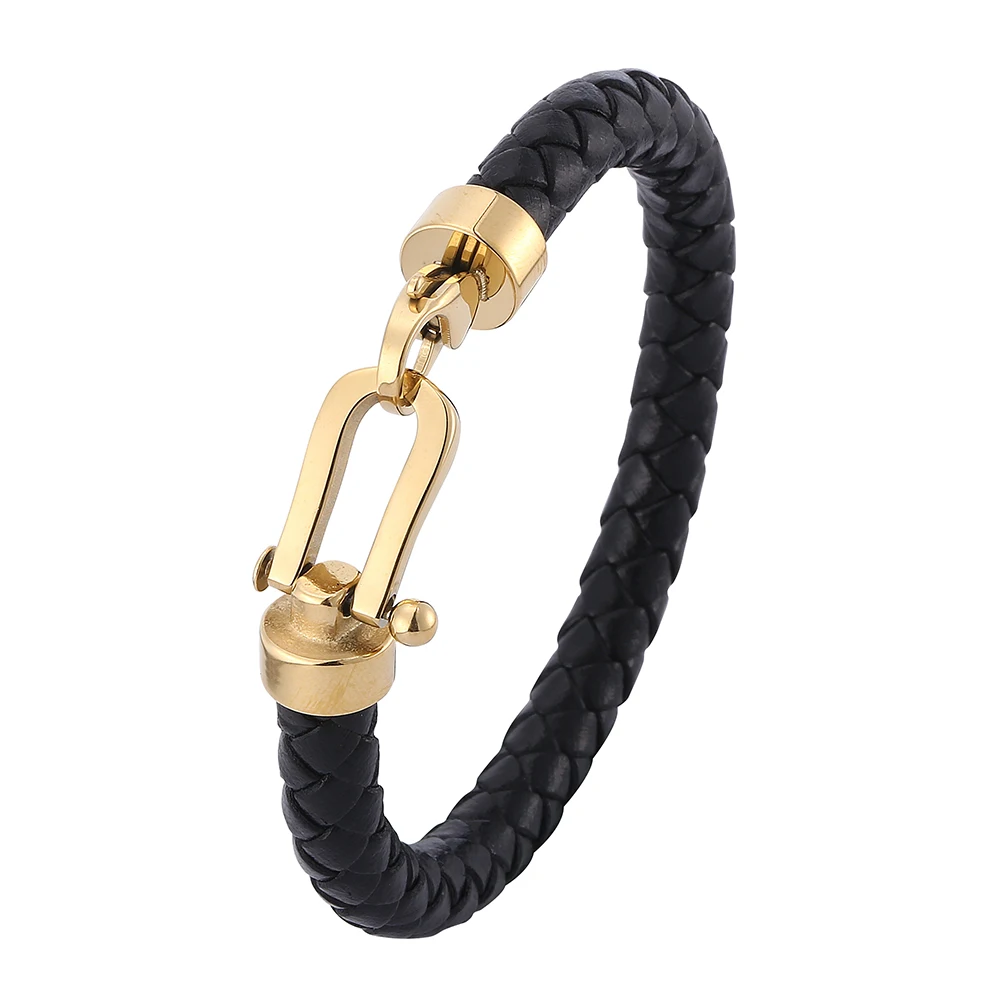 Bracelet Homme 3 rangs Cuir Tressé Noir Bouton Tête de Mort 28x20mm