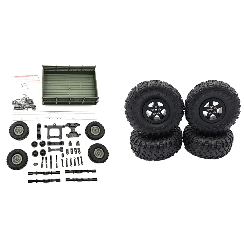 4X Wheel Trailer Toy Modified Parts For WPL B14 B16 B24 &amp 1Set Metal Rim With Rubber Tires Tyre MN D90 MN99S | Игрушки и хобби