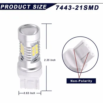 

Super Bright Non-Polarity Design! T20 7443 7444NA White color tail light, extremely bright. 21-SMD 3528 chip bulb, 1000Lumens.