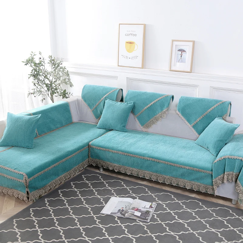Blue Yaapeet slipcovers диван Чехлы Нескользящая хлопковая стеганая угловой секционный диван Чехол для дивана Гостиная Диван украшения - Цвет: Blue