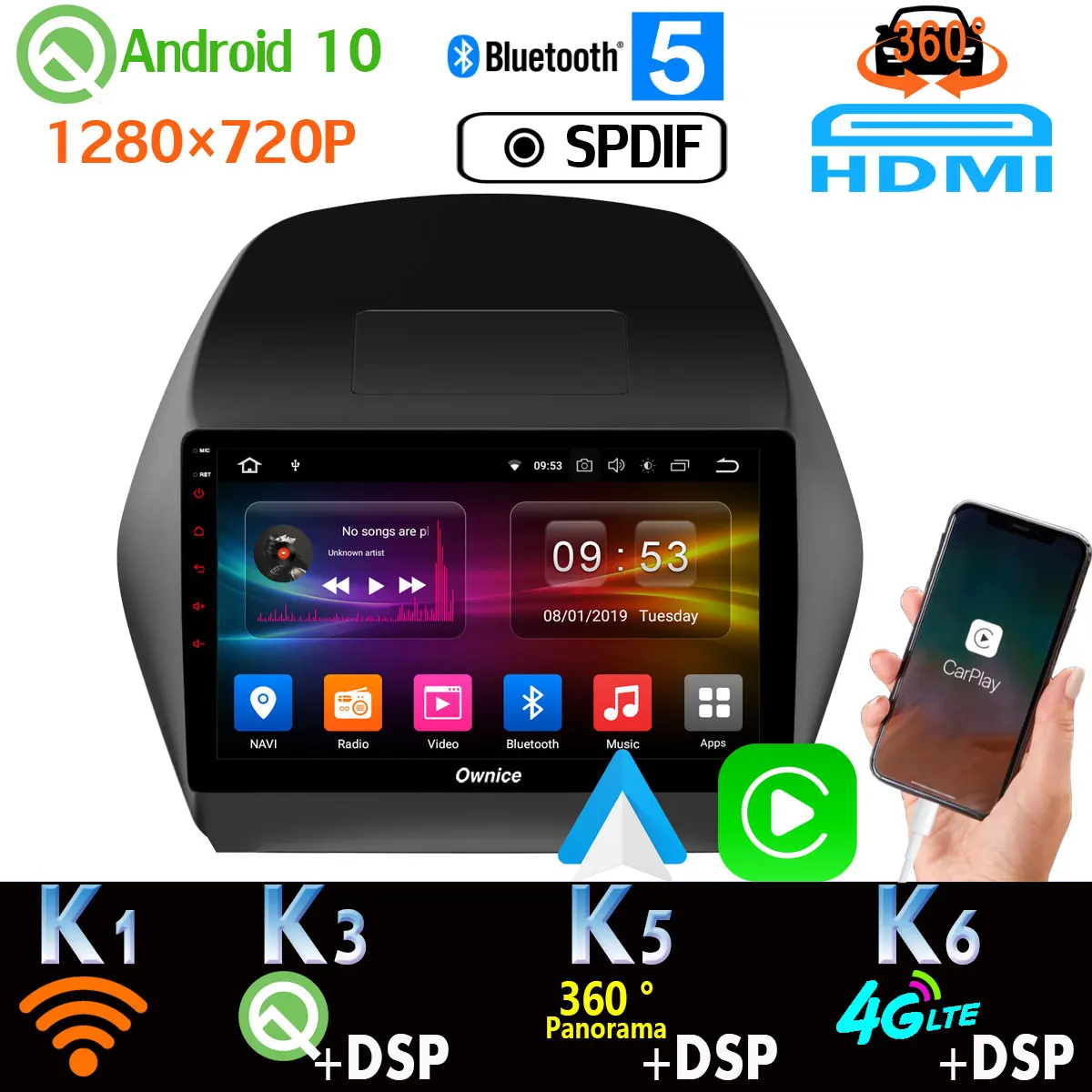 1280*720P Android 10 0 автомобильный мультимедиа для Hyundai IX35 Tucson 2010-2015 4 + 64G GPS радио DSP CarPlay HDMI