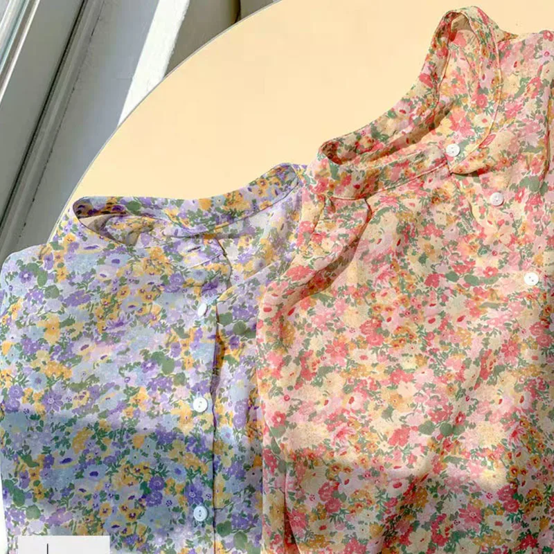 

Шифоновые рубашки для женщин 2021 женские Топы рубашка на пуговицах женская рубашка с длинным рукавом милая блузка с принтом Блузы винтажный Топ 1031