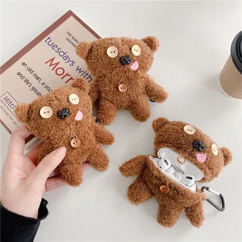 

Warm Fluffy Cute Bear Case For Apple Airpods Pro Headphones Cover Soft Fuzzy Earphone Capa For Airpods 1 2 Headset Charging Box
