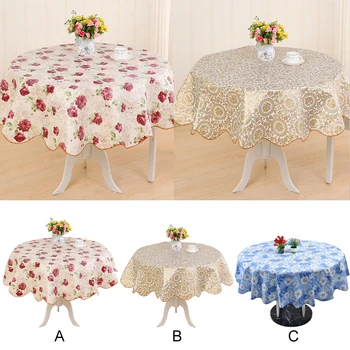 

Pastoral Plastic Round Tablecloth PVC Oil Proof Waterproof Romantic Florals Printed Table Cover Wedding Decoration Table Clothes