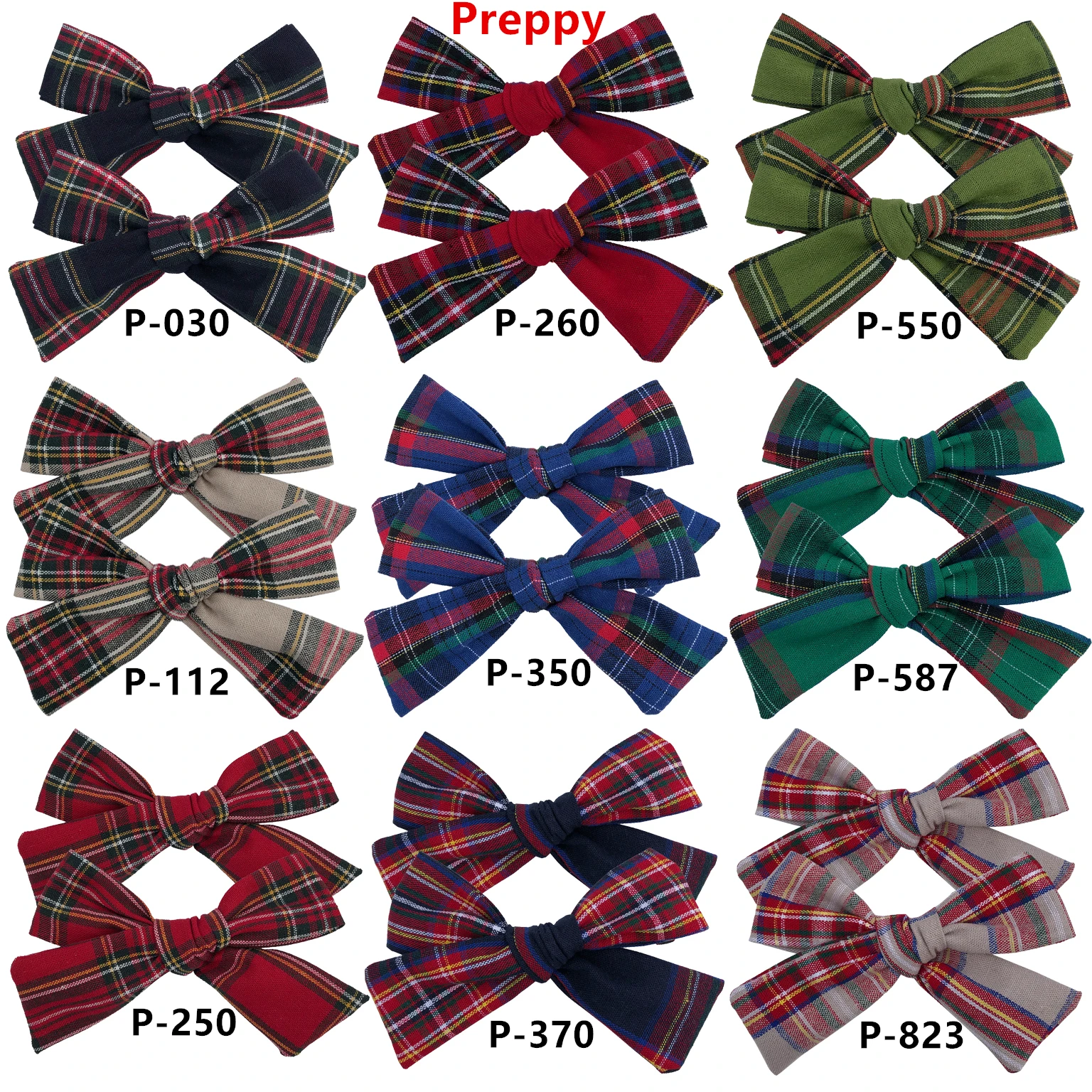 2 PCS 4 inches Plaid Festive Accessories Tartan Bow Hair Clips Scottish Bow Barrettes for Kids Baby Girls 2