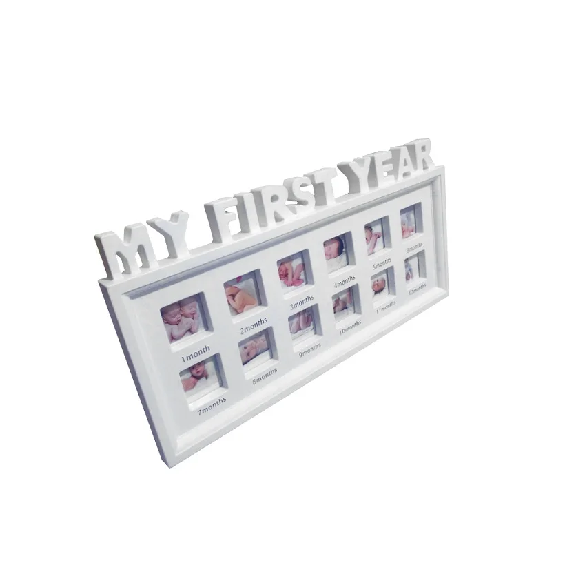 Белый Творческий DIY 0-12 месяцев ребенок "Мой первый год" фотографии дисплей пластиковая фоторамка сувениры в память детей растущей памяти подарок - Цвет: Белый