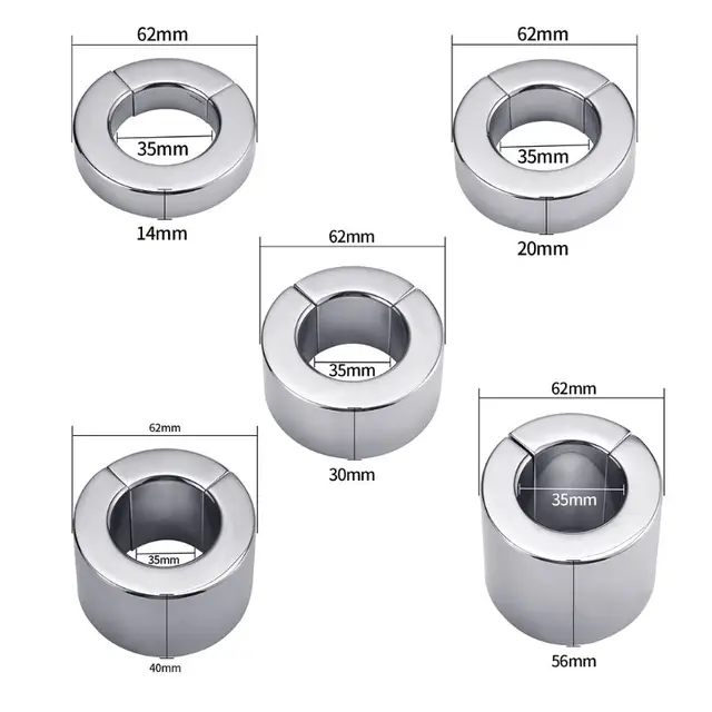 Heigh 14/20/30/41/56mm Heavy Duty Magnetic Stainless Steel Ball Scrotum  Stretcher Metal Cock Ring Big Men Erection Sex Toy (20mm 310g)