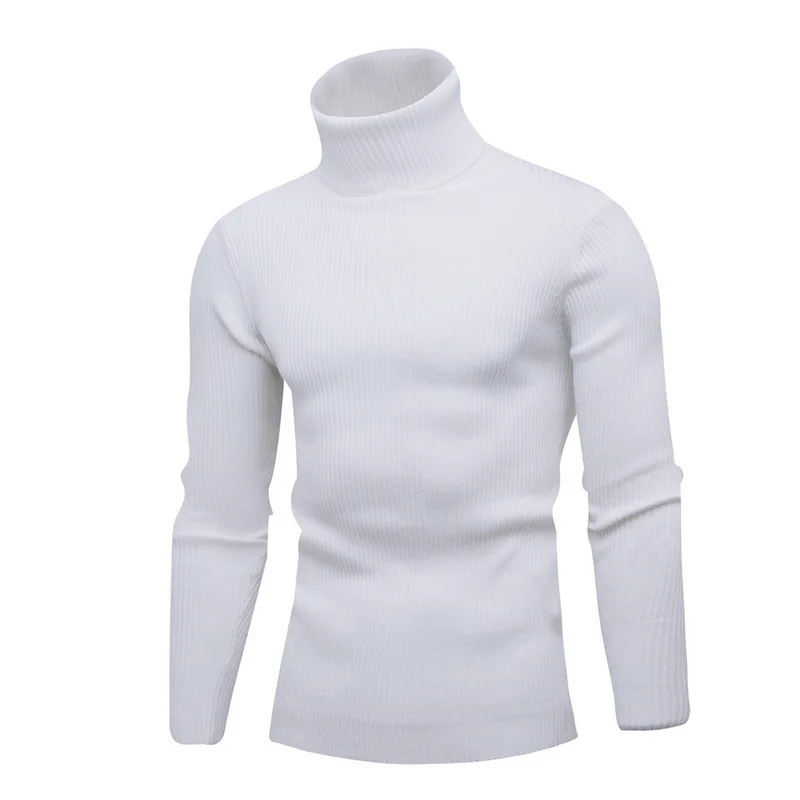 Puimentiua Men's Turtleneck Sweater Fashion Solid Color Knit Men's Sweater Casual Slim Winter Warm Pullover Men's Sweater 2019
